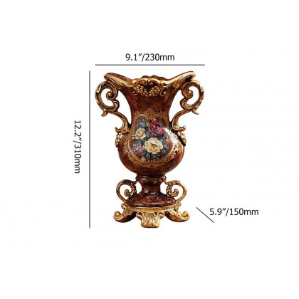 HMR - European Artificial Vintage Flower Arrangement Vase Set Golden Resin Vase Fake Flower
