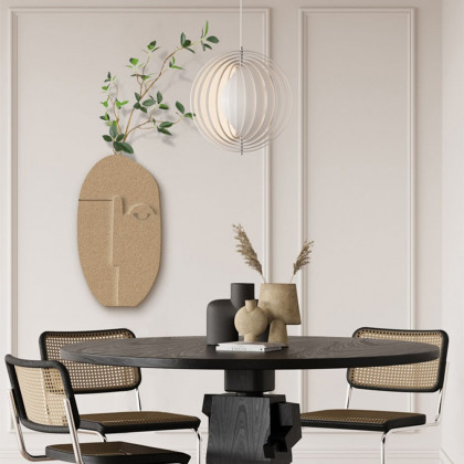 HMR - 3D Abstract Natural Sandstone Handmade Sculpture with Faux Plants Painting Wall Decor