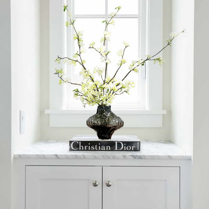 HMR - 5pcs Artificial Cherry Blossom Branches Set with Abstract Vase Desktop Artificial Plant