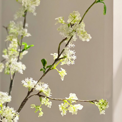 HMR - 5pcs Artificial Cherry Blossom Branches Set with Abstract Vase Desktop Artificial Plant
