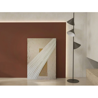 HMR - Japandi Wall Decor for Living Room Rectangle Abstract Art Canvas Painting in White