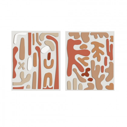 HMR - 2-Pieces 3D Modern Abstract Wall Decor Set Rectangle Painting Art Living Room Bedroom