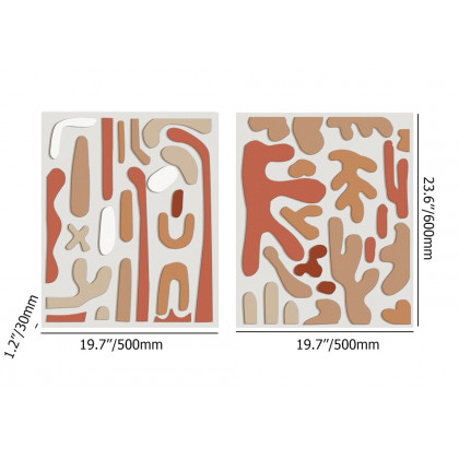 HMR - 2-Pieces 3D Modern Abstract Wall Decor Set Rectangle Painting Art Living Room Bedroom