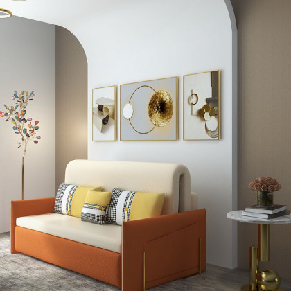 HMR - 3-Pieces Modern Geometric Abstract Wall Decor Set Canvas Print with Frame Living Room