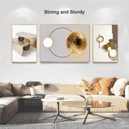 HMR - 3-Pieces Modern Geometric Abstract Wall Decor Set Canvas Print with Frame Living Room
