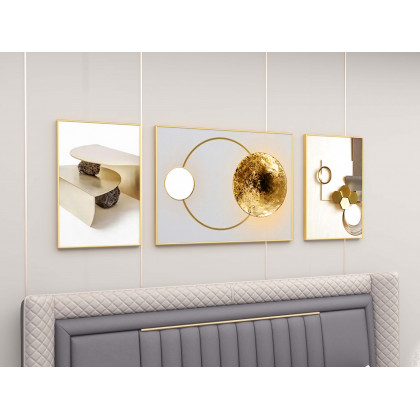 HMR - 3-Pieces Modern Geometric Abstract Wall Decor Set Canvas Print with Frame Living Room