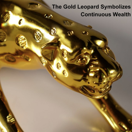 HMR - 16.9" Gold Leopard Sculpture Panther Statue Resin Ornament Decor Art Living Room Bedroom