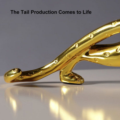 HMR - 16.9" Gold Leopard Sculpture Panther Statue Resin Ornament Decor Art Living Room Bedroom