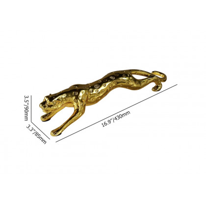 HMR - 16.9" Gold Leopard Sculpture Panther Statue Resin Ornament Decor Art Living Room Bedroom