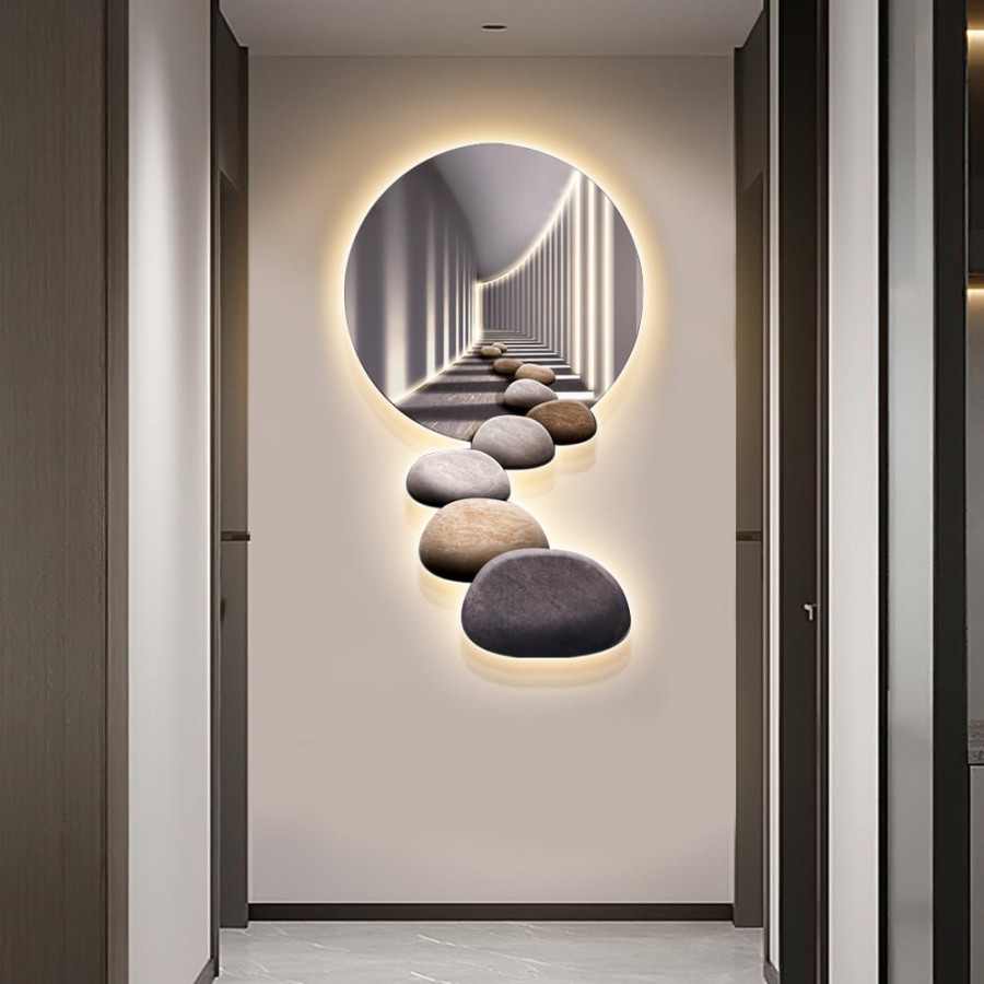 HMR - 31.5" LED Acrylic Modern Abstract Stone Corridor Wall Art Decor Living Room Bedroom