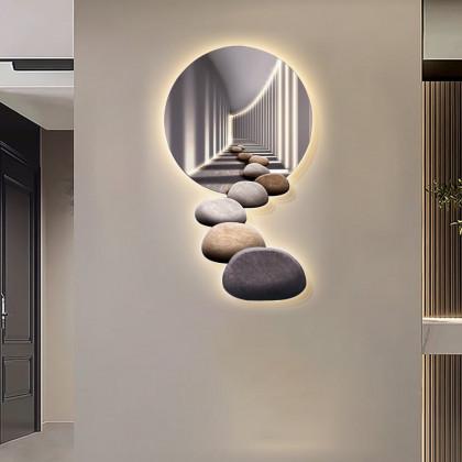 HMR - 31.5" LED Acrylic Modern Abstract Stone Corridor Wall Art Decor Living Room Bedroom