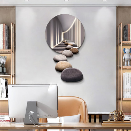 HMR - 31.5" LED Acrylic Modern Abstract Stone Corridor Wall Art Decor Living Room Bedroom