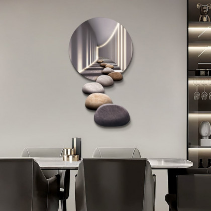 HMR - 31.5" LED Acrylic Modern Abstract Stone Corridor Wall Art Decor Living Room Bedroom
