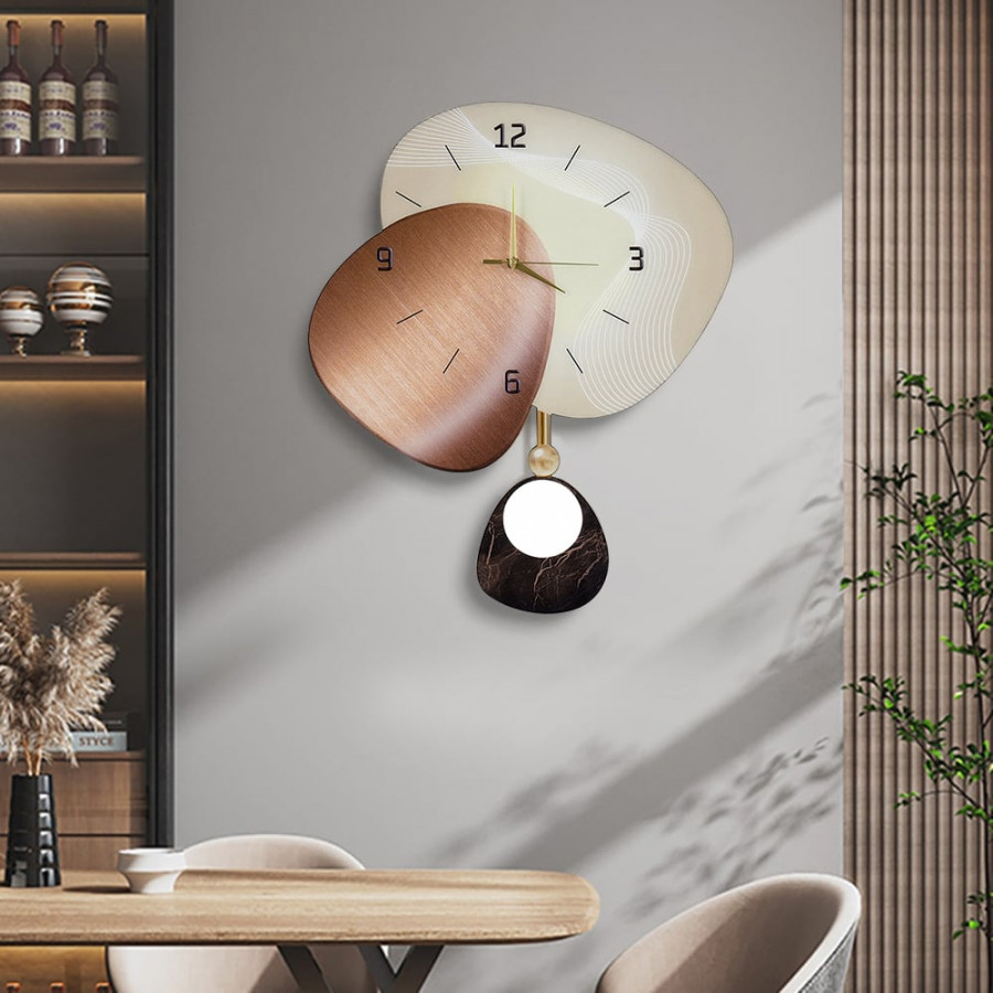 HMR - 23.6" Abstract Geometric Silent Wall Clock Modern Decor Art Living Room Bedroom