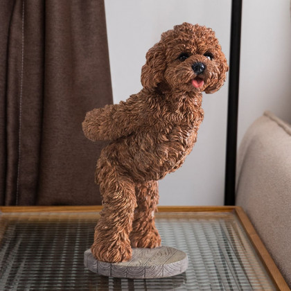 HMR - Modern Wine Rack Brown Resin Teddy Dog Decorative Countertop Wine Bottle Holder
