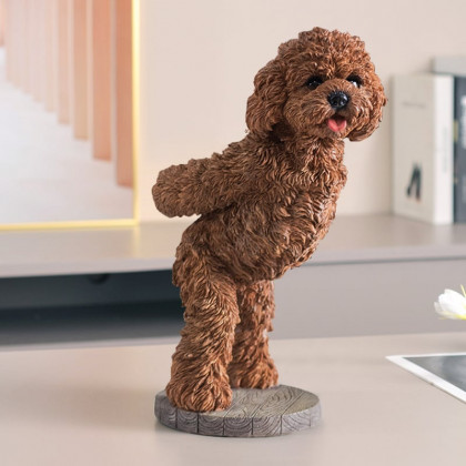 HMR - Modern Wine Rack Brown Resin Teddy Dog Decorative Countertop Wine Bottle Holder