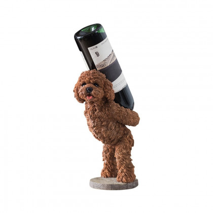 HMR - Modern Wine Rack Brown Resin Teddy Dog Decorative Countertop Wine Bottle Holder