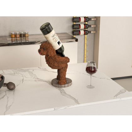 HMR - Modern Wine Rack Brown Resin Teddy Dog Decorative Countertop Wine Bottle Holder