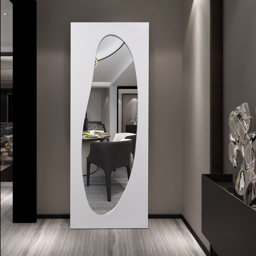HMR - 63" x 23.6" Oversized Modern Abstract Silver Full Length Floor Mirror Decor Art Bedroom