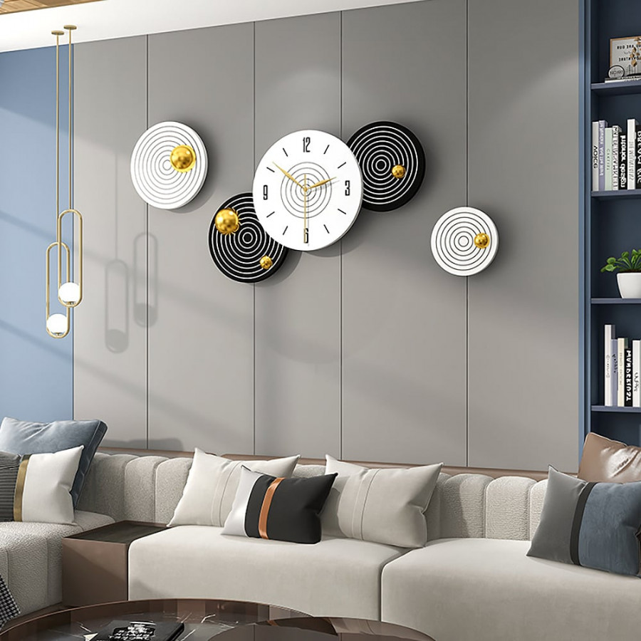 HMR - 20.5" Modern 3D Round Black & White Wall Clock