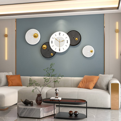 HMR - 20.5" Modern 3D Round Black & White Wall Clock