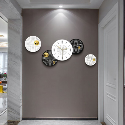 HMR - 20.5" Modern 3D Round Black & White Wall Clock