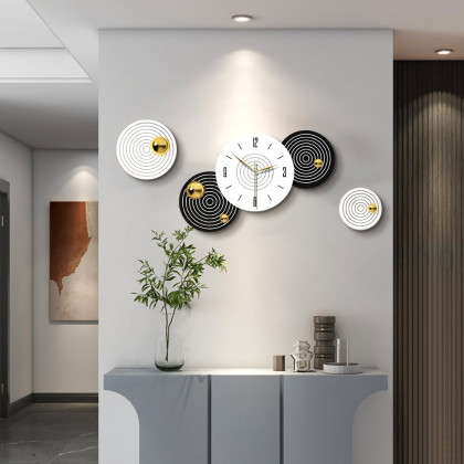 HMR - 20.5" Modern 3D Round Black & White Wall Clock