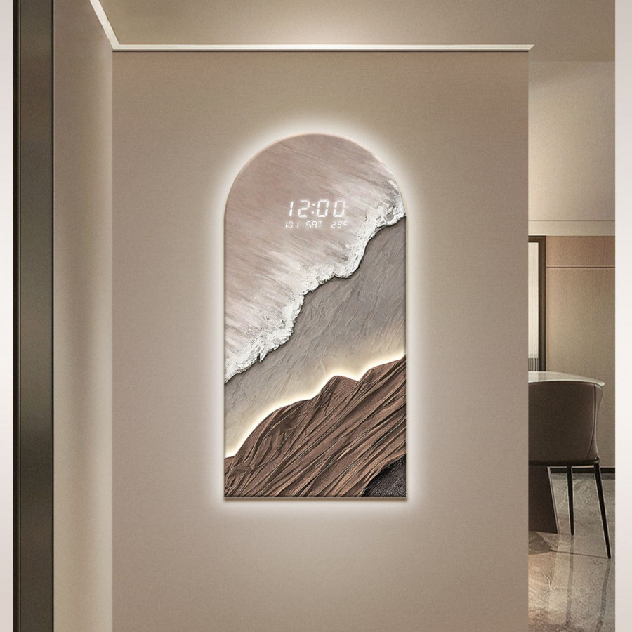HMR - Modern Wall Art LED Digital Clock with Artistic Texture