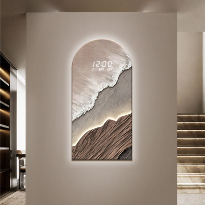 HMR - Modern Wall Art LED Digital Clock with Artistic Texture