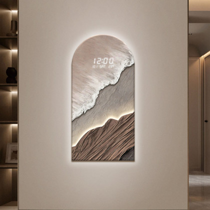 HMR - Modern Wall Art LED Digital Clock with Artistic Texture