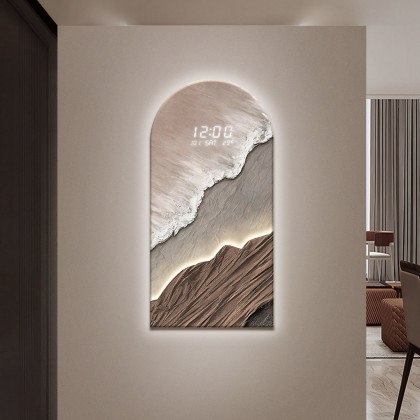 HMR - Modern Wall Art LED Digital Clock with Artistic Texture