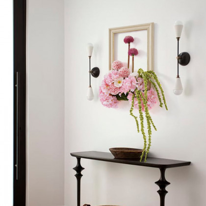 HMR - Pink Fake Flower Arrangements Wall Hanging Decoration Artificial Silk Flower