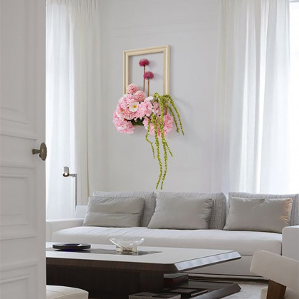 HMR - Pink Fake Flower Arrangements Wall Hanging Decoration Artificial Silk Flower