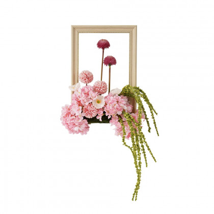 HMR - Pink Fake Flower Arrangements Wall Hanging Decoration Artificial Silk Flower