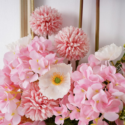HMR - Pink Fake Flower Arrangements Wall Hanging Decoration Artificial Silk Flower
