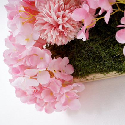 HMR - Pink Fake Flower Arrangements Wall Hanging Decoration Artificial Silk Flower