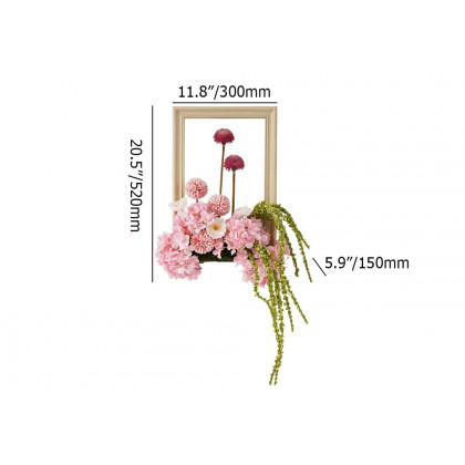 HMR - Pink Fake Flower Arrangements Wall Hanging Decoration Artificial Silk Flower