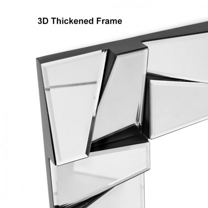 HMR 31.5" x 63" Oversized Glam Rectangle Full Length Floor Mirror 3D Glass Frame - Silver