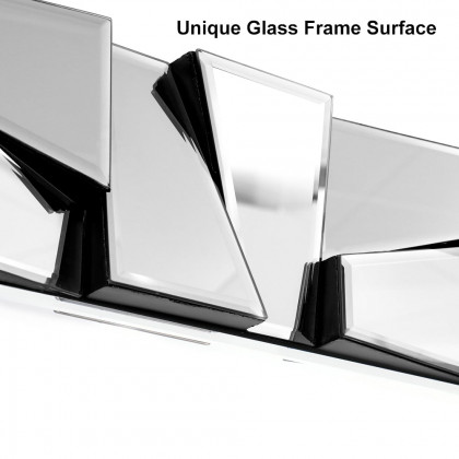 HMR 31.5" x 63" Oversized Glam Rectangle Full Length Floor Mirror 3D Glass Frame - Silver