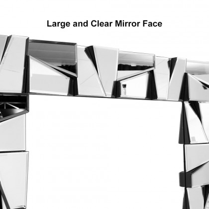 HMR 31.5" x 63" Oversized Glam Rectangle Full Length Floor Mirror 3D Glass Frame - Silver