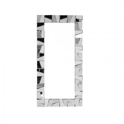 HMR 31.5" x 63" Oversized Glam Rectangle Full Length Floor Mirror 3D Glass Frame - Silver