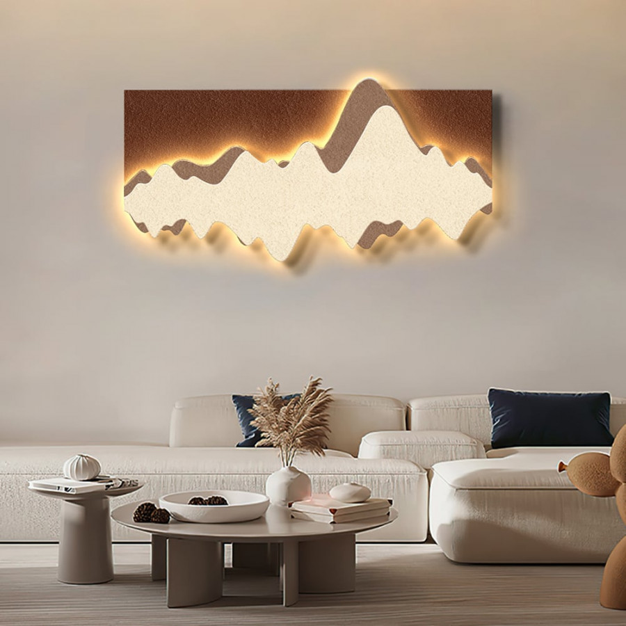 HMR - 39.4" LED Wall Art Lighting Modern Abstract Geometric Landscape Wave Decor Living Room