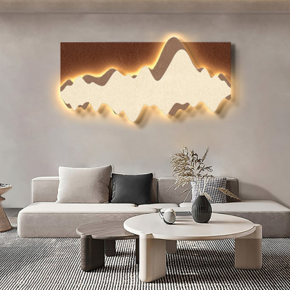 HMR - 39.4" LED Wall Art Lighting Modern Abstract Geometric Landscape Wave Decor Living Room