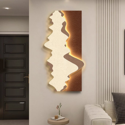 HMR - 39.4" LED Wall Art Lighting Modern Abstract Geometric Landscape Wave Decor Living Room