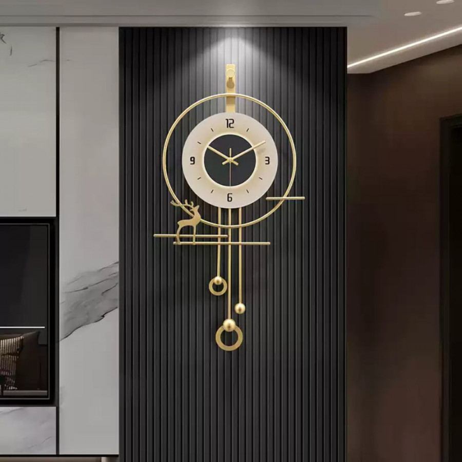 HMR - Oversized Modern Wall Decor Digital Wall Clock with LED Light Stripe