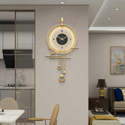 HMR - Oversized Modern Wall Decor Digital Wall Clock with LED Light Stripe