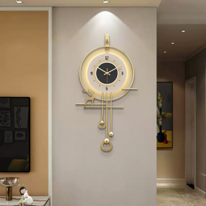 HMR - Oversized Modern Wall Decor Digital Wall Clock with LED Light Stripe