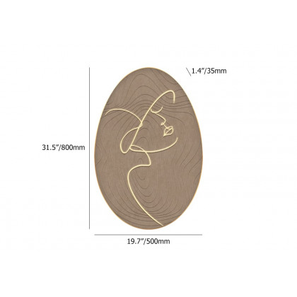 HMR - 31.5" Oval LED Abstract Wall Art Modern Woman Face Sculpture Decor Living Room Bedroom