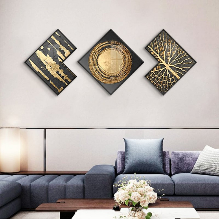 HMR - 3-Piece Modern Look Interior Decor Abstract Wall Art Set