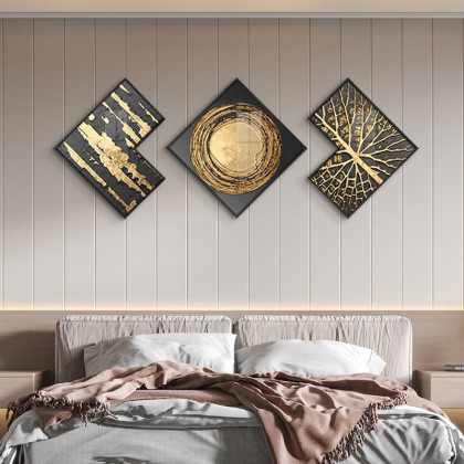 HMR - 3-Piece Modern Look Interior Decor Abstract Wall Art Set